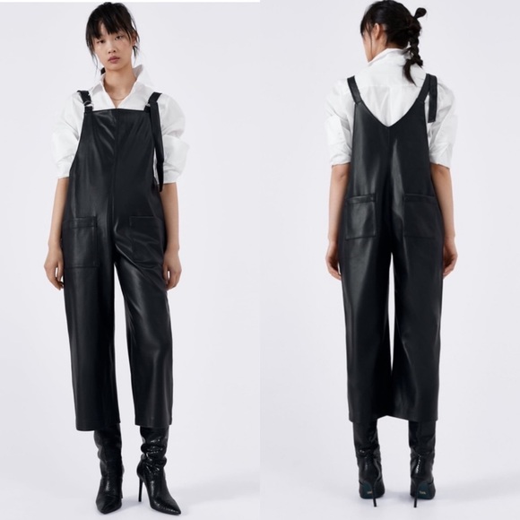 Zara Pants & Jumpsuits Nwt Zara Jackie Faux Leather Jumpsuit Poshmark